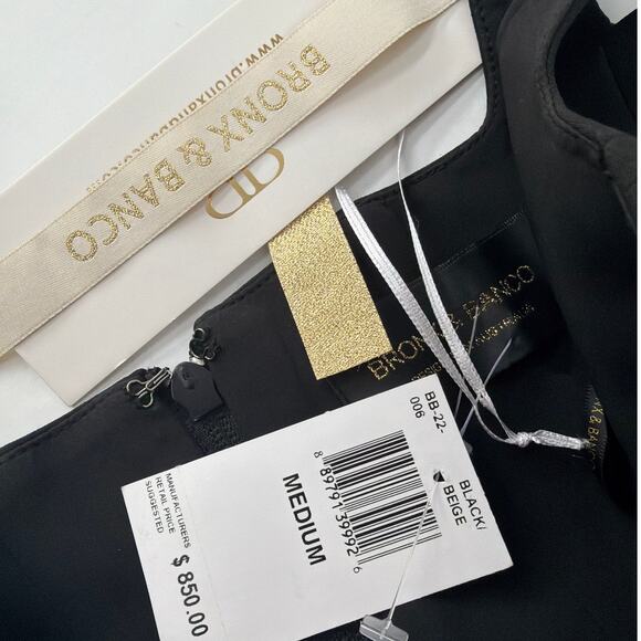 Bronx and Banco Women's Black Beige Catalina Ruffled Satin Minidress Size 6 - Picture 5 of 9